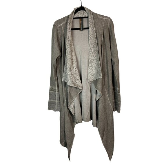 Aratta Silent Journey Waterfall Cardigan Waffle Knit Size Medium Lagenlook Fairy - Picture 16 of 16